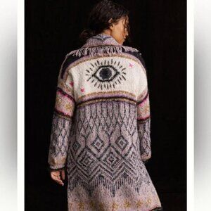 Anthropologie Pilcro Fringed Evil Eye Cardigan NWT XSMALL/SMALL